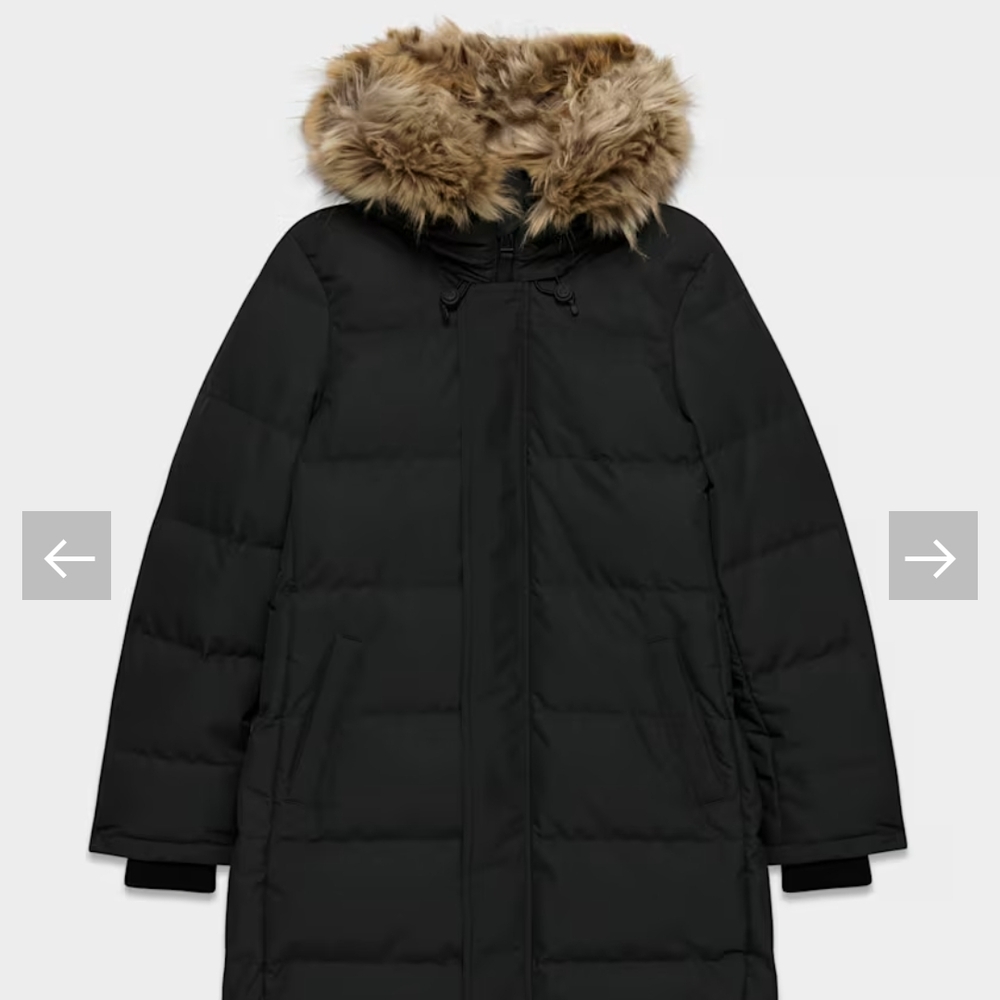 Aritzia Black Ski Jacket with Faux Fur Hood